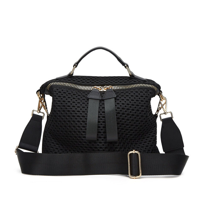 Cross-border TEMU Korean-style Casual Saddle Bag for Women All-match Nylon Mesh Multi-use Portable Crossbody Bag