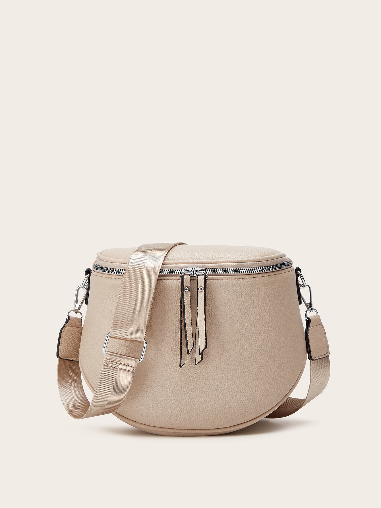 Foreign Trade Women's Bag 2025 New Fashion Retro Saddle Bag Litchi Pattern Women's Wide Shoulder Strap Single Shoulder Crossbody Bag Wholesale