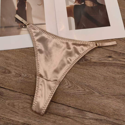 Cross-border Women's Thong Sexy Leopard Print Satin Seamless Underwear Cotton Crotch Breathable Low Waist Underwear
