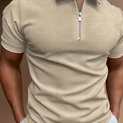 Mens Short Sleeve Solid Zipper Shirt Breathable Dry Shirt