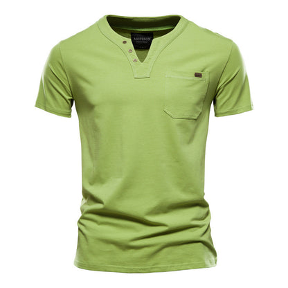 Pure Cotton Casual Sports T-Shirt Japanese Style Trendy Summer Men's Fashion T-Shirt Short Sleeve Pocket Men's Slim Fit