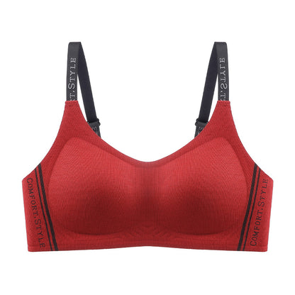 Autumn and Winter New Fashion Contrast Color Letter Shoulder Strap Underwear Small Chest Gather Up Bra Cross-border Foreign Trade
