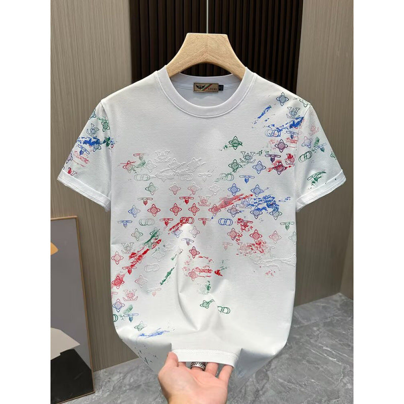 New Short-Sleeved T-Shirt Men's Summer Korean Style Trendyy Simple Half-Sleeved Tops Hong Kong Style Loose Casual Trendyy Brand T-Shirts