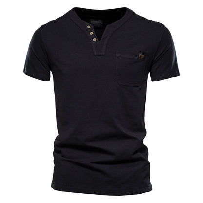 Pure Cotton Casual Sports T-Shirt Japanese Style Trendy Summer Men's Fashion T-Shirt Short Sleeve Pocket Men's Slim Fit