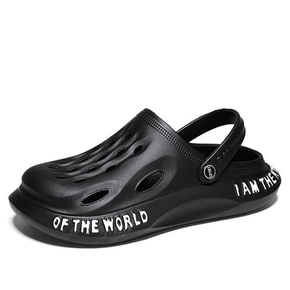 Coconut Hole Shoes Men's Soft-soled Garden Shoes Fashionable All-match Slippers Men's Sandals with Baotou Breathable Beach Shoes for Men