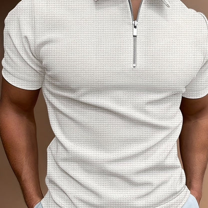 Mens Short Sleeve Solid Zipper Shirt Breathable Dry Shirt