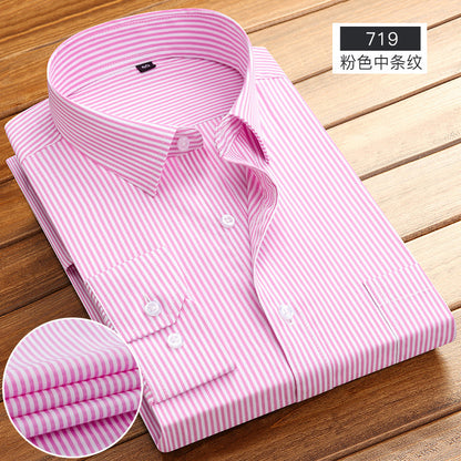 Spring and Summer New Striped Long-Sleeved Shirts for Men, Business Casual Workwear, Breathable Shirts, Cross-Border European and American Bestsellers on Amazon