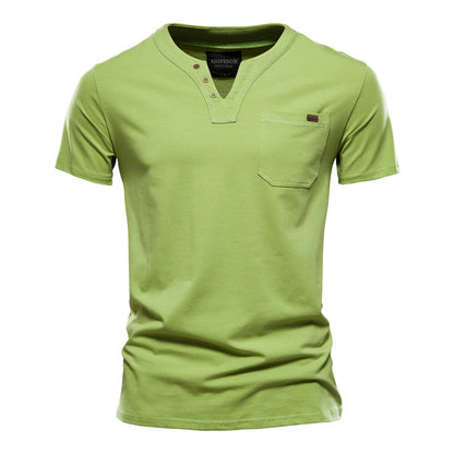 Pure Cotton Casual Sports T-Shirt Japanese Style Trendy Summer Men's Fashion T-Shirt Short Sleeve Pocket Men's Slim Fit