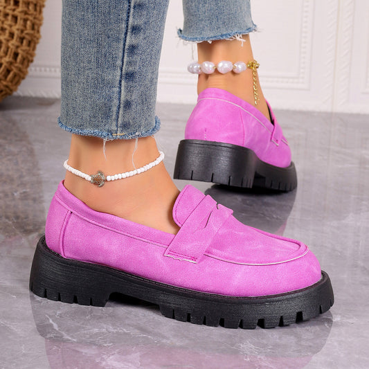 2024 Autumn New British Style Low Heel Slip-On Low-Top Loafers Women's Foreign Trade Large Size Cross-Border Small Leather Shoes