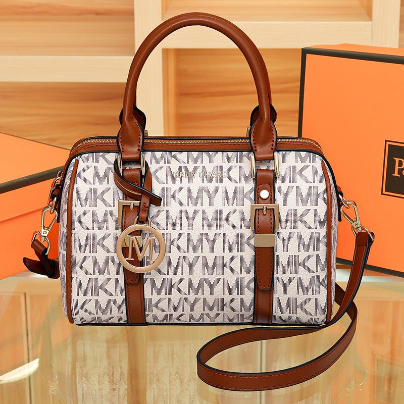High Quality New Women Bag Fashion Letter Print Shoulder Handbag Large Capacity Fashionable Boston Pillow Bag