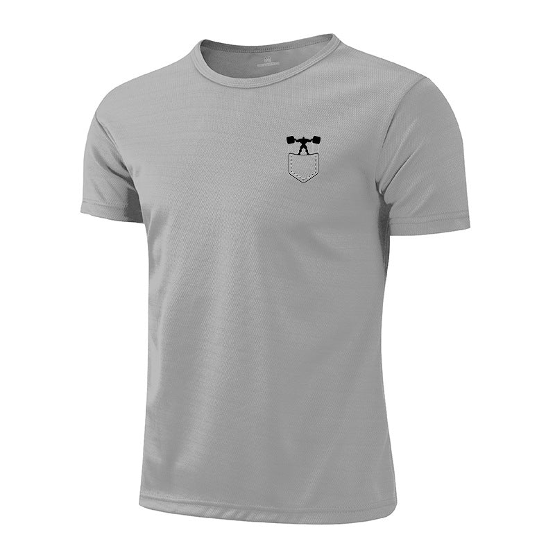 Quick-drying mesh sports T-shirt men's short-sleeved versatile slim round neck breathable bottoming shirt casual muscle fitness clothes