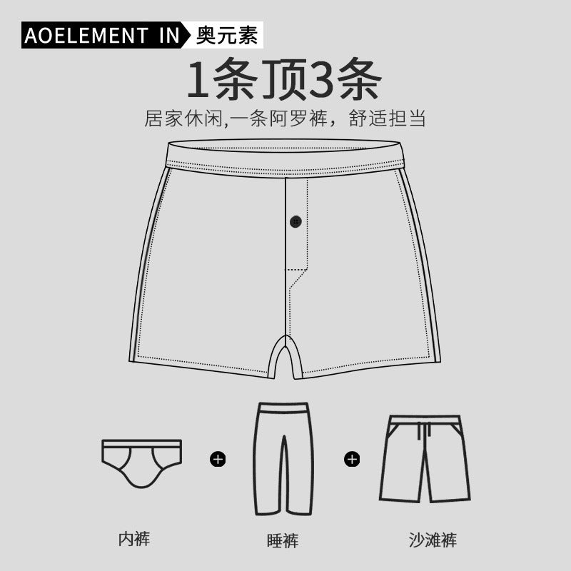 Men's Underwear Boxers Home Pajama Shorts Comfortable Cotton Four Corner Shorts Summer Loose Home Shorts Aro Pants