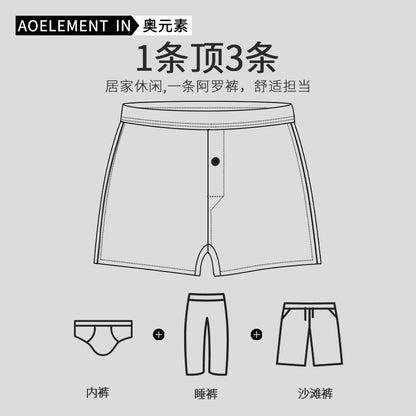 Men's Underwear Boxers Home Pajama Shorts Comfortable Cotton Four Corner Shorts Summer Loose Home Shorts Aro Pants