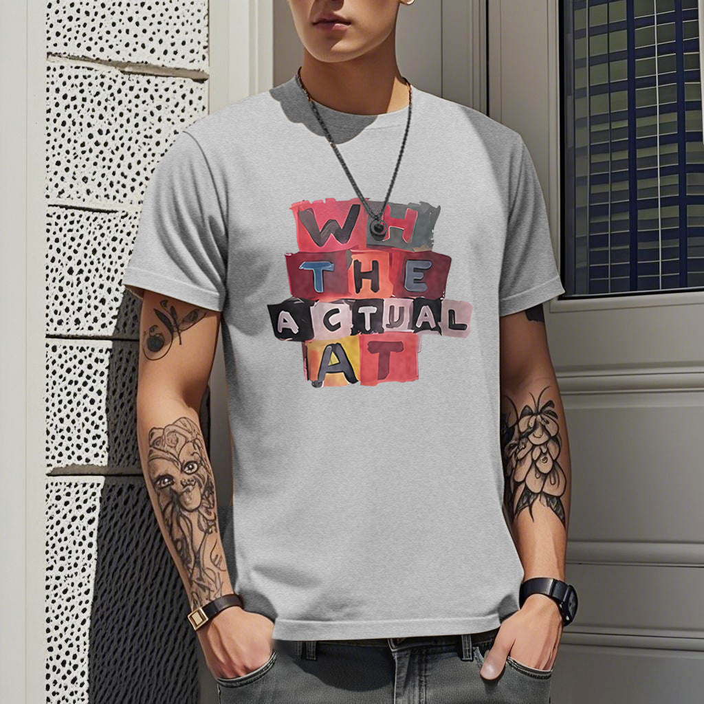 Men's Short-sleeved T-shirt American Casual Summer Round Neck Printed Base Breathable T-shirt All-match Top Half-sleeved Round Neck T-shirt