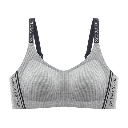 Autumn and Winter New Fashion Contrast Color Letter Shoulder Strap Underwear Small Chest Gather Up Bra Cross-border Foreign Trade