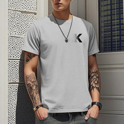 Men's Short-sleeved T-shirt American Casual Summer Round Neck Printed Base Breathable T-shirt All-match Top Half-sleeved Round Neck T-shirt