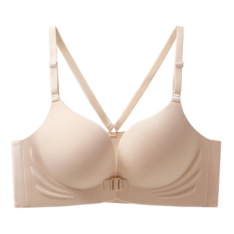 Autumn and Winter New Sexual Beauty Back Front Buckle Gather Underwear Student Party Traceless Live Transp Bra Foreign Trade Cross-border