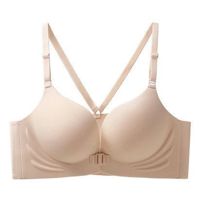 Autumn and Winter New Sexual Beauty Back Front Buckle Gather Underwear Student Party Traceless Live Transp Bra Foreign Trade Cross-border