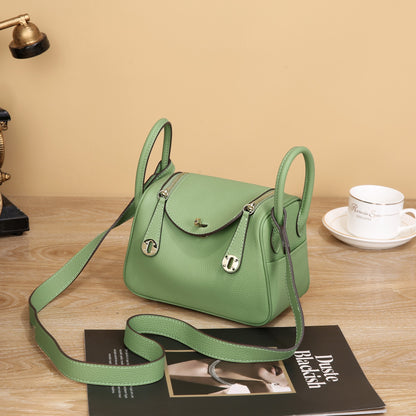 Lindi Bag Women's Genuine Leather Doctor Bag Mini Popular Niche Texturized TOGO Top Layer Cowhide Women's Bag Shoulder Crossbody Bag
