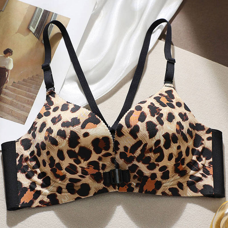 Autumn and Winter New Sexual Beauty Back Front Buckle Gather Underwear Student Party Traceless Live Transp Bra Foreign Trade Cross-border