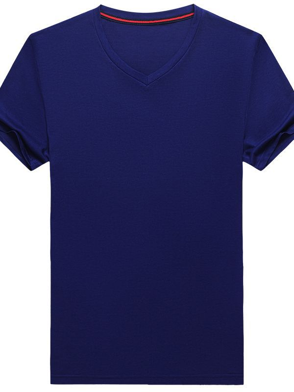 T-shirt Men's V-neck Solid Color Casual Short-sleeved Youth Summer Clothing Korean Fashionable Slim-fit Thin Half-sleeved T-shirt Men's Wear
