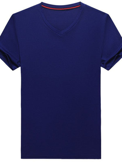 T-shirt Men's V-neck Solid Color Casual Short-sleeved Youth Summer Clothing Korean Fashionable Slim-fit Thin Half-sleeved T-shirt Men's Wear