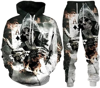 Amazon Aliexpress Cross-Border Best-Selling Spring New Wolf Series Pattern Digital Print Hooded Sweatshirt and Sweatpants