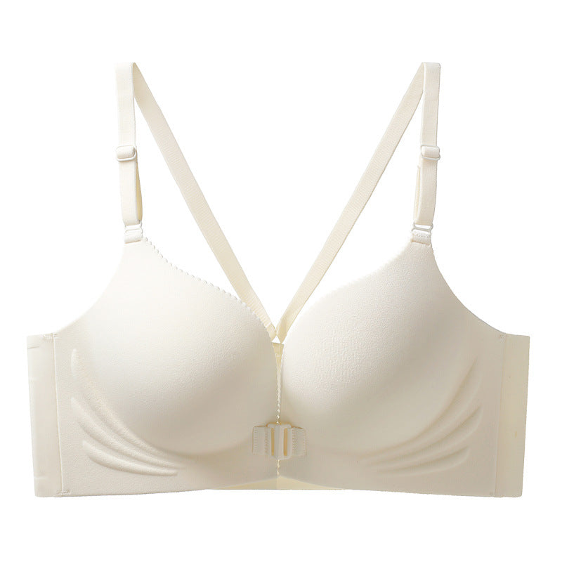 Autumn and Winter New Sexual Beauty Back Front Buckle Gather Underwear Student Party Traceless Live Transp Bra Foreign Trade Cross-border