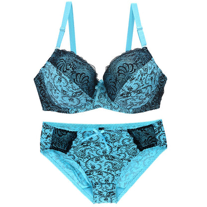 Foreign Trade Large Size Bra Set Printed Lace Intimates Set Dunhuang Amazon Popular Cross-Border Intimates Bra