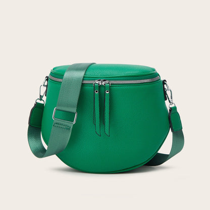 Foreign Trade Women's Bag 2025 New Fashion Retro Saddle Bag Litchi Pattern Women's Wide Shoulder Strap Single Shoulder Crossbody Bag Wholesale