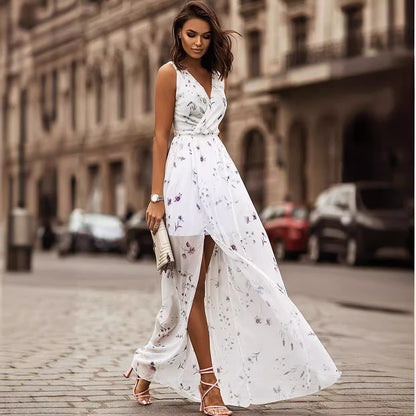 Dress Summer 2023 New Independent Station Wish Amazon Chiffon Print Strap Skirt Foreign Trade Women's Skirt