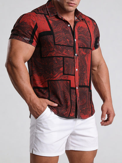 Cross-border foreign trade AliExpress EBAY Europe station new men's shirt Hawaii printed short sleeve top loose tide