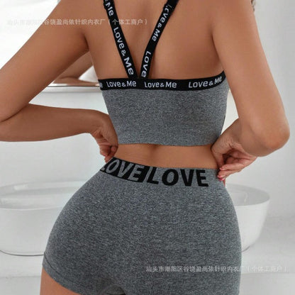 Europe and the United States cross-border foreign trade AliExpress for underwear suit LOVE letters waist head camisole women's boxer shorts