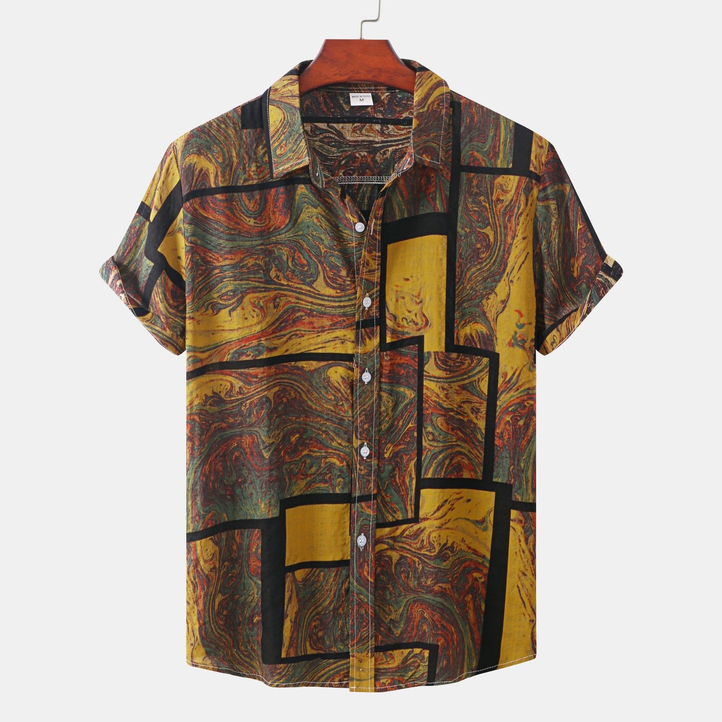 Cross-border foreign trade AliExpress EBAY Europe station new men's shirt Hawaii printed short sleeve top loose tide