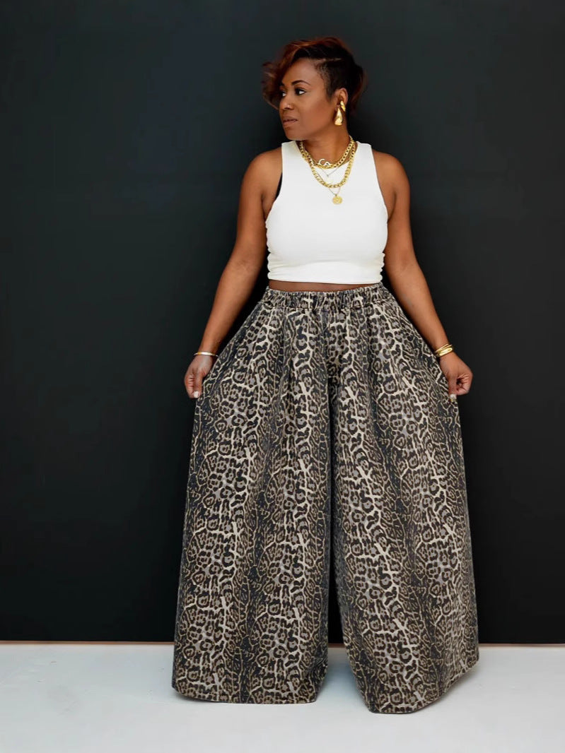2024 autumn and winter new Amazon European and American casual fashion camouflage wide leg pants women's clothing