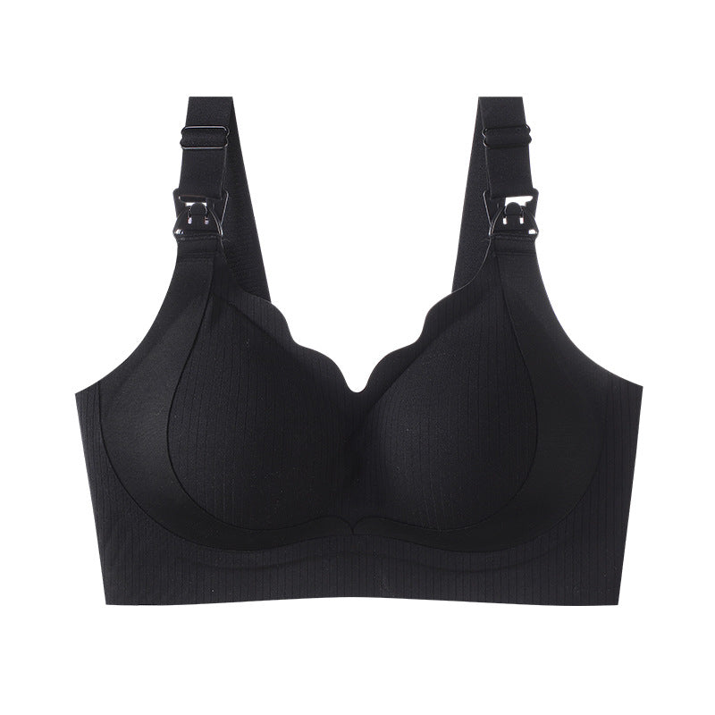 Pregnant Women's Breastfeeding Underwear Gather-up Anti-sagging Pregnancy Lactation Period Non-rims Gathering Para-lactation Postpartum Feeding Bra Thin