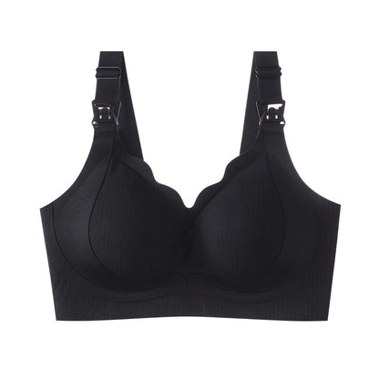 Pregnant Women's Breastfeeding Underwear Gather-up Anti-sagging Pregnancy Lactation Period Non-rims Gathering Para-lactation Postpartum Feeding Bra Thin