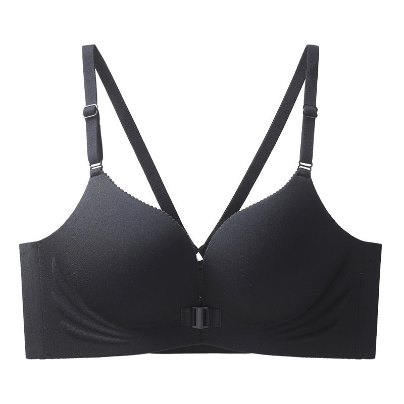 Autumn and Winter New Sexual Beauty Back Front Buckle Gather Underwear Student Party Traceless Live Transp Bra Foreign Trade Cross-border