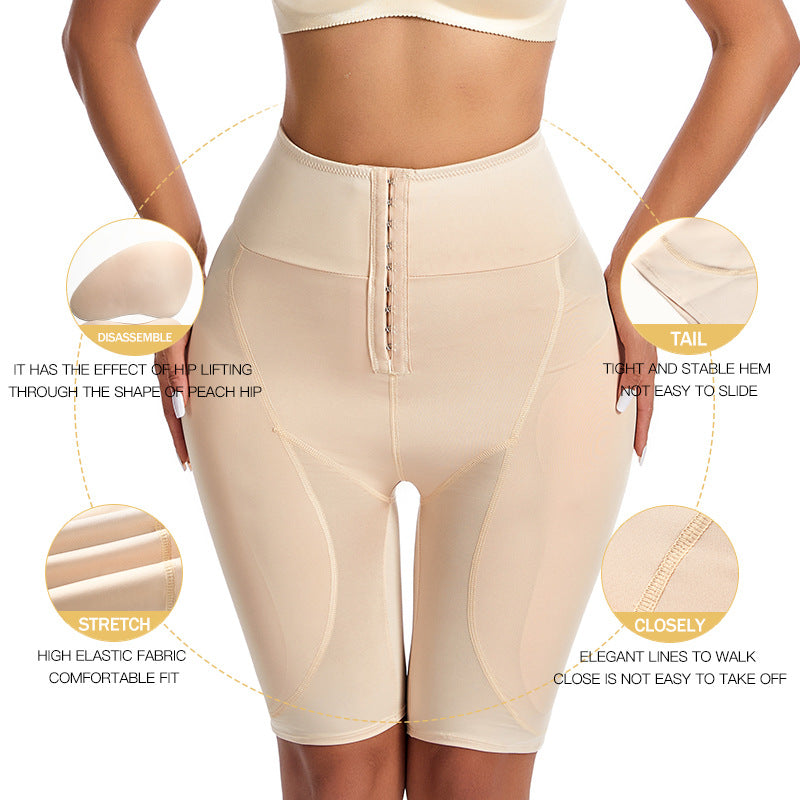 European and American Abdominal Pants Women's High Waist Full Hip Hip Tight Waist Hip Pants with Buckle Adjusting Padded Fake Butt Body Shaping Panties