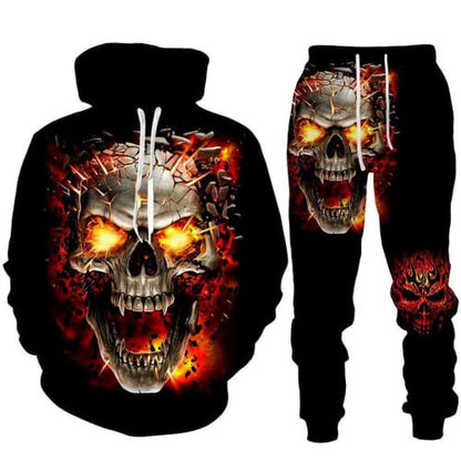 Amazon Aliexpress Cross-Border Best-Selling Spring New Wolf Series Pattern Digital Print Hooded Sweatshirt and Sweatpants