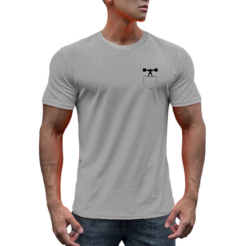 Quick-drying mesh sports T-shirt men's short-sleeved versatile slim round neck breathable bottoming shirt casual muscle fitness clothes
