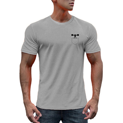 Quick-drying mesh sports T-shirt men's short-sleeved versatile slim round neck breathable bottoming shirt casual muscle fitness clothes
