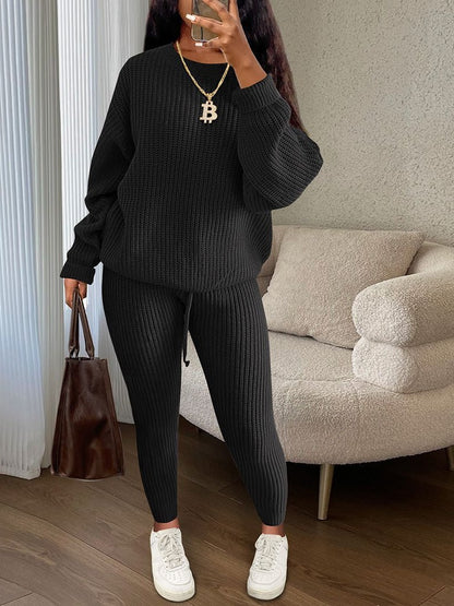 European and American Amazon hot sale fashion casual knitted suit trousers suit foreign trade Women's wool suit