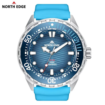 NORTH EDGE NEW+ TRITON Solar-Powered Diving Watch Luxury Quartz Watches For Men 300M Waterproof 180+ Day Power