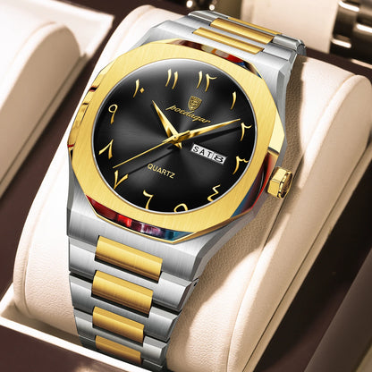 POEDAGAR Original Luxury Men's Watch Waterproof Week Date Fashion Men Wristwatch Quartz Stainless Steel Man Watches Reloj Hombre