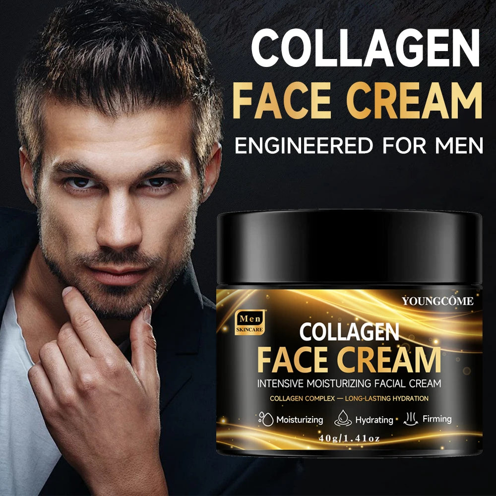 Men's Collagen Moisturizing Cream Skincare Fade Facial Wrinkles Hyaluronic Acid Firming Skin Moisturizer