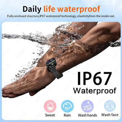 LIGE New Bluetooth Call Smart Watches Women Wrist Watch Sports Fitness Watches IP67 Waterproof Smartwatch For iPhone Android iOS