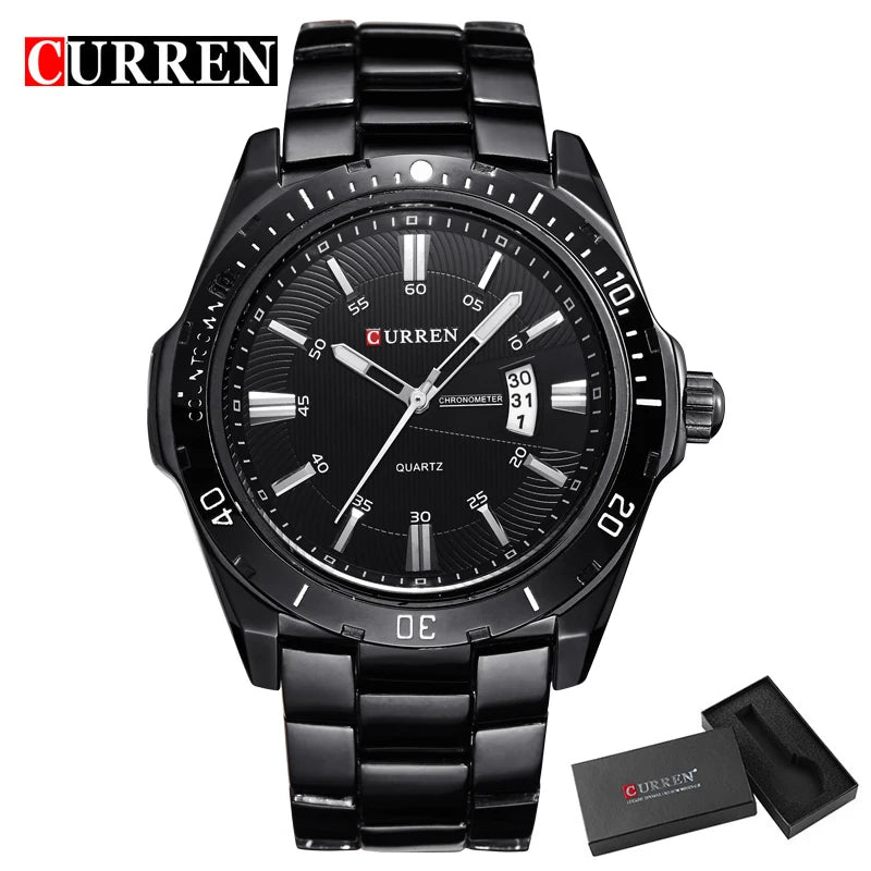 CURREN Fashion Men's Quartz Watch Stainless Steel Waterproof Luminous Man Watch Chronograph Date Multifunction Watches For Men