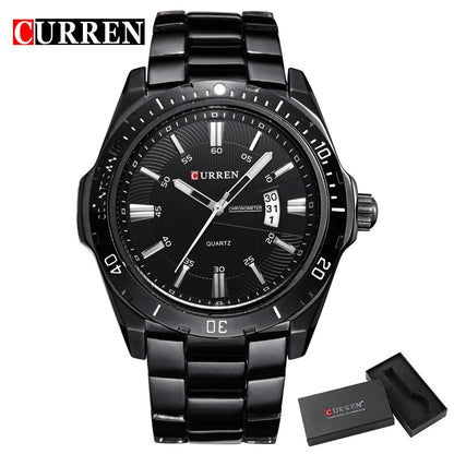 CURREN Fashion Men's Quartz Watch Stainless Steel Waterproof Luminous Man Watch Chronograph Date Multifunction Watches For Men