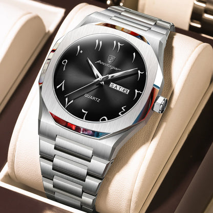 POEDAGAR Original Luxury Men's Watch Waterproof Week Date Fashion Men Wristwatch Quartz Stainless Steel Man Watches Reloj Hombre
